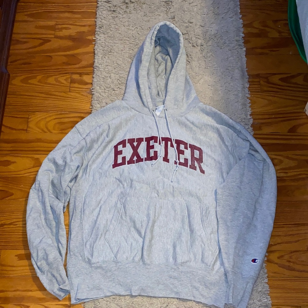 Champion Gray Exeter Hoodie with Maroon Print